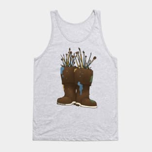 Paint Brush Rain Boots Tank Top